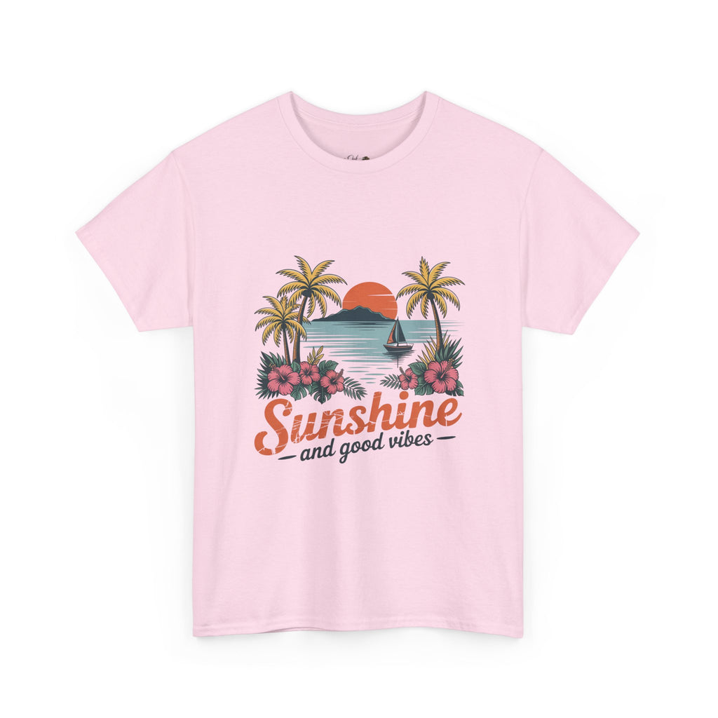 Sunshine and Good Vibes Graphic T-Shirt | Tropical Beach Tee | Summer Vacation Shirt