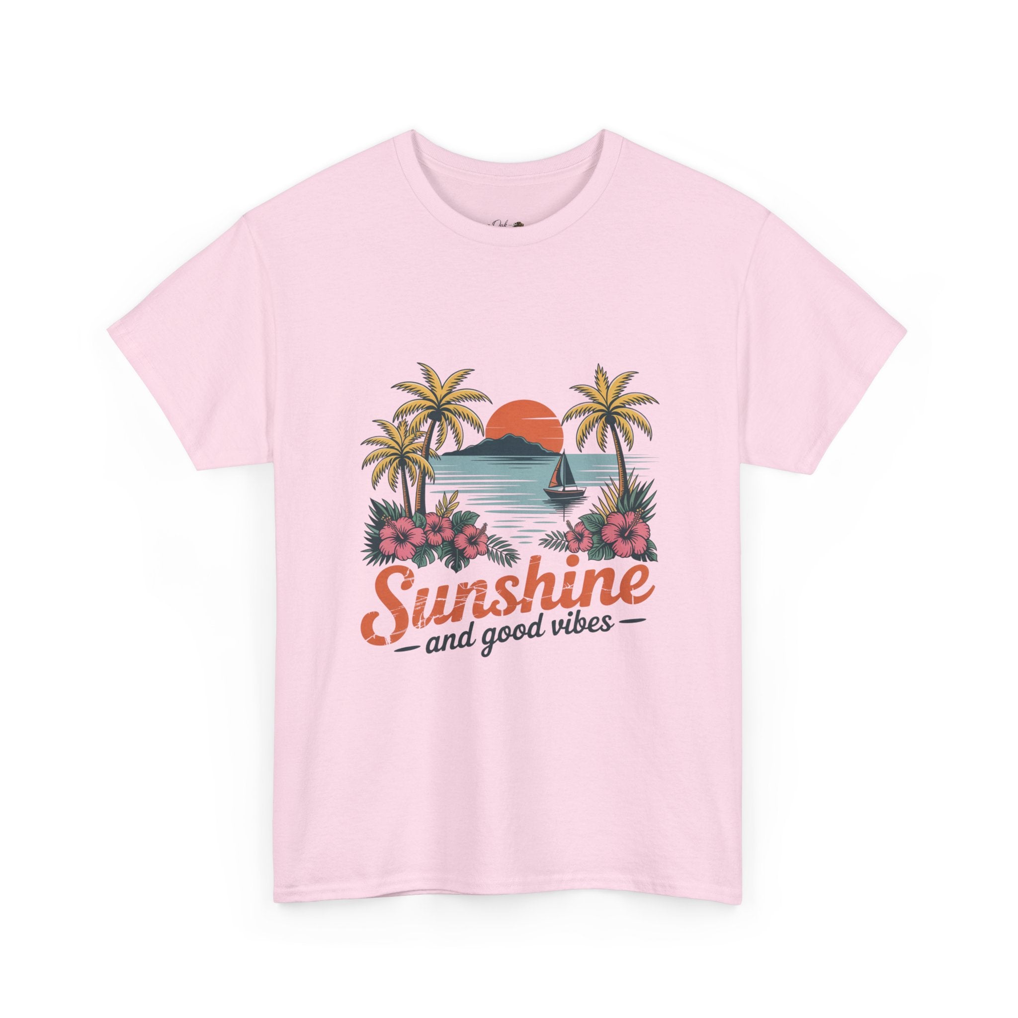 Sunshine and Good Vibes Graphic T-Shirt | Tropical Beach Tee | Summer Vacation Shirt