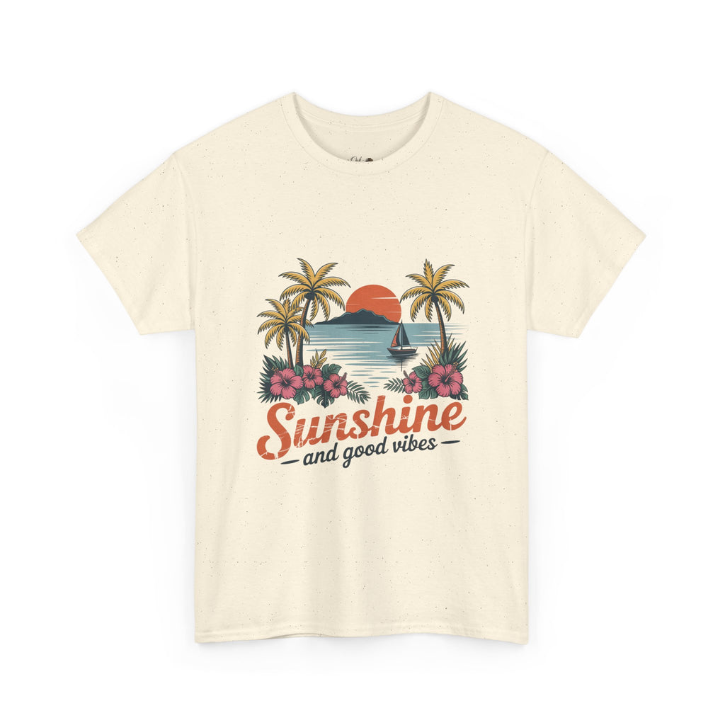 Sunshine and Good Vibes Graphic T-Shirt | Tropical Beach Tee | Summer Vacation Shirt