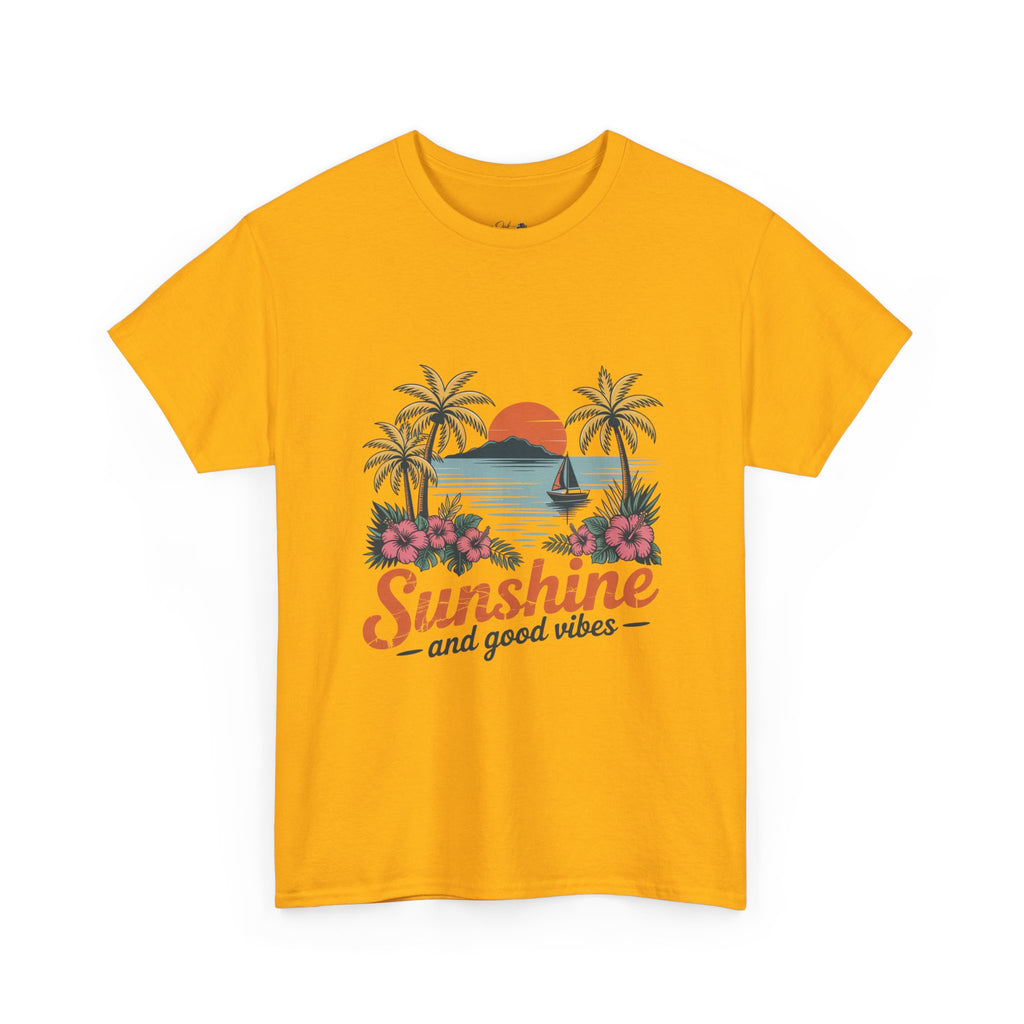 Sunshine and Good Vibes Graphic T-Shirt | Tropical Beach Tee | Summer Vacation Shirt