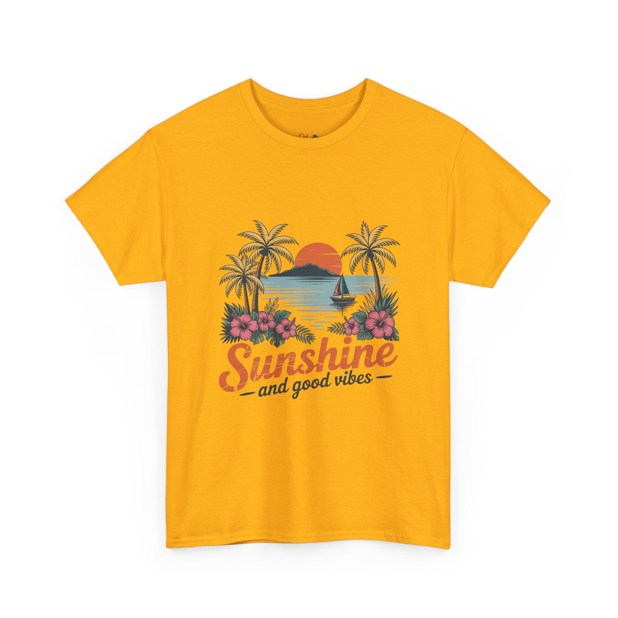 Sunshine and Good Vibes Graphic T-Shirt | Tropical Beach Tee | Summer Vacation Shirt