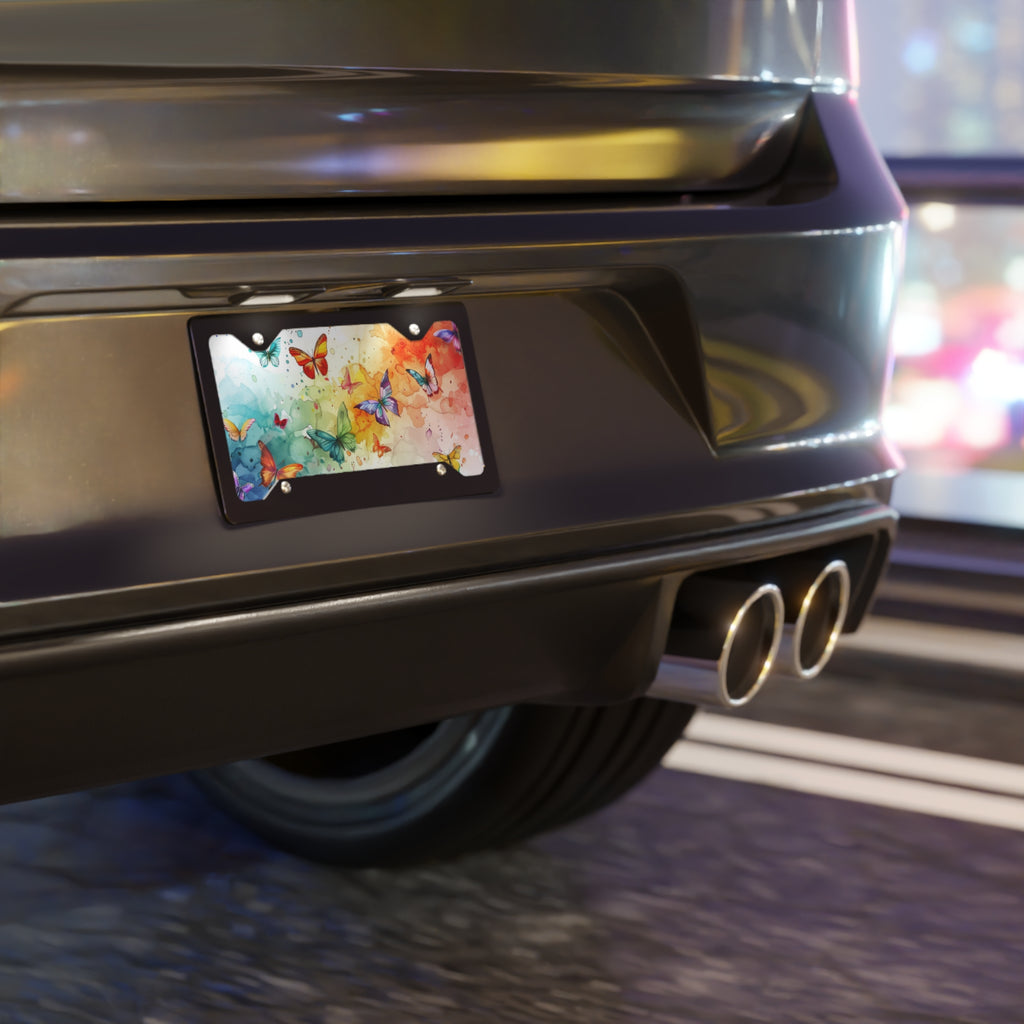 Colorful Butterfly Vanity License Plate - Rainbow Watercolor Car Decor