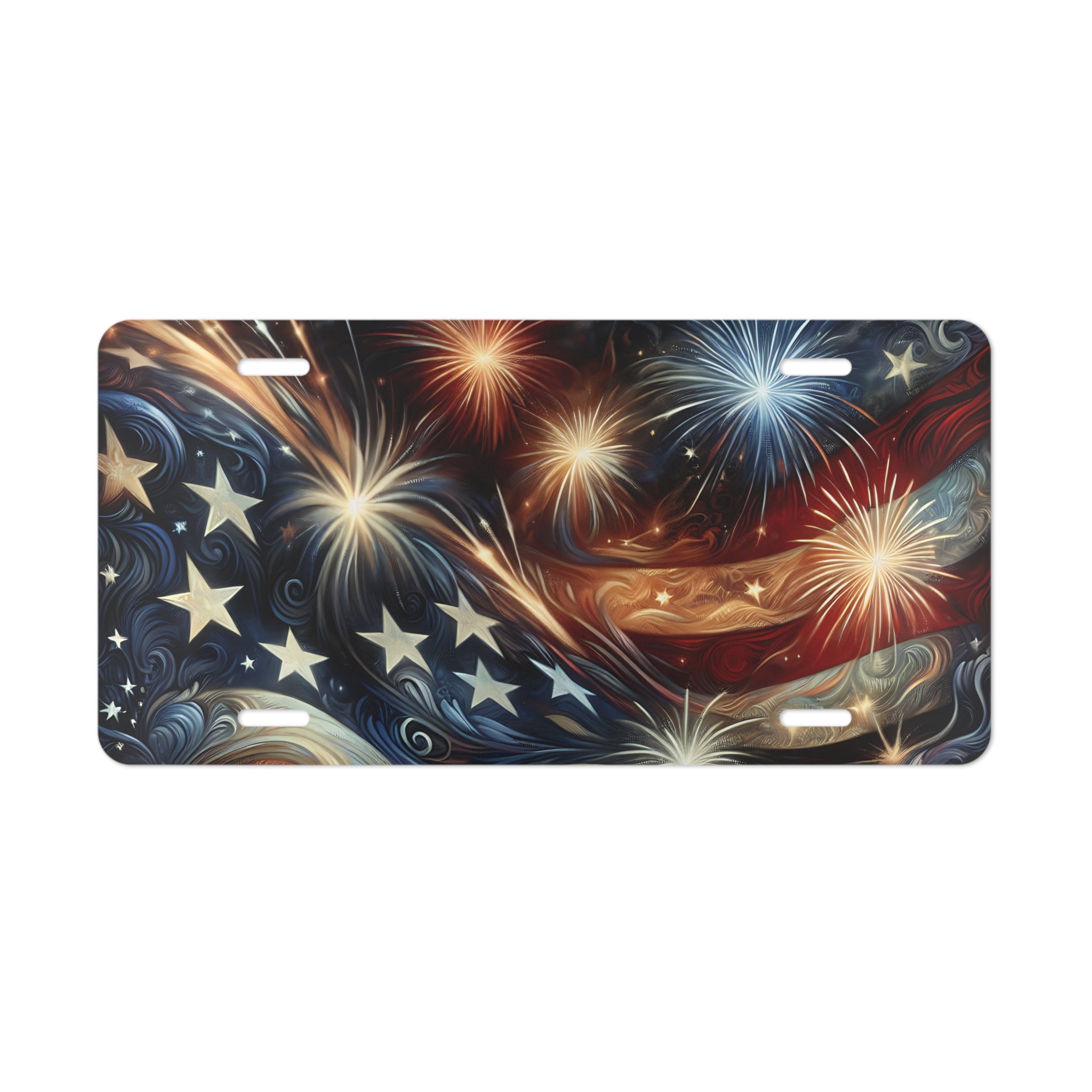 American Flag Fireworks License Plate — Patriotic Vanity Plate